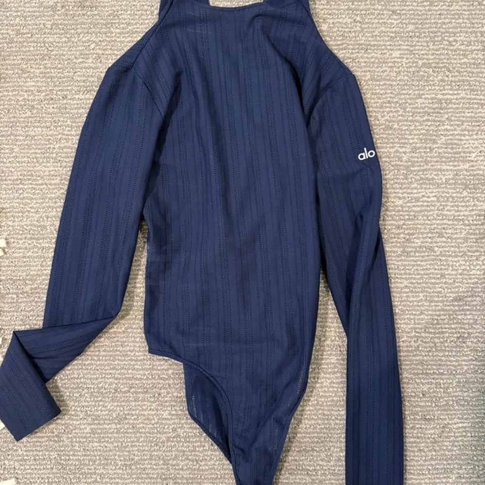 ALO Yoga Navy Long-Sleeve Bodysuit